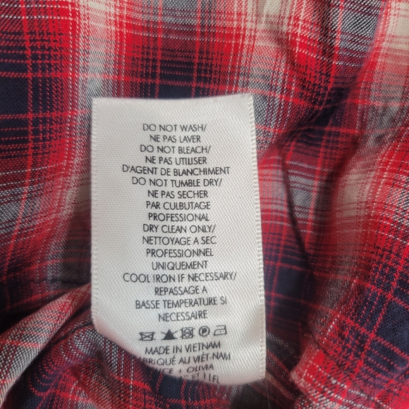 Alice + olivia red and white  crinkle plaid button down XS - Picture 15 of 15